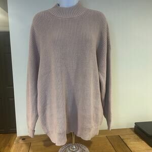 HAVEN Well Within Large Beige Pink Mock Turtle Neck Oversized Sweater Warm